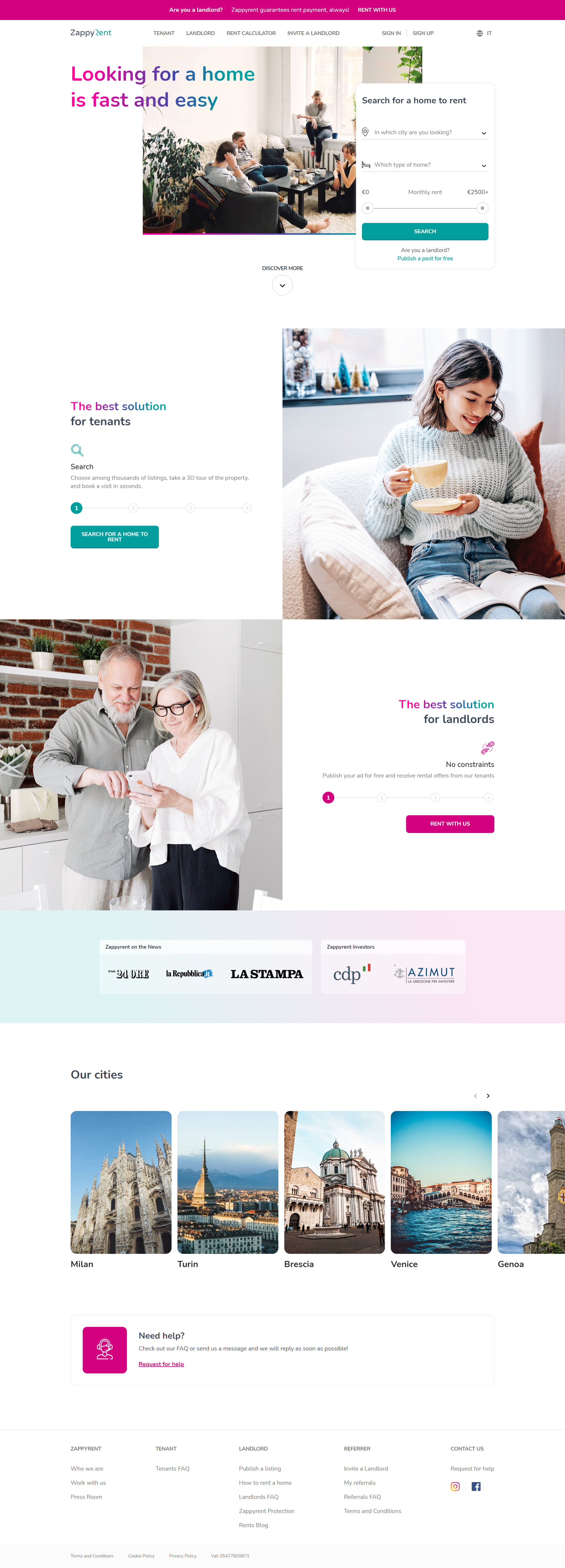 Zappyrent homepage